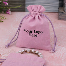 Light Pink Cotton Jewelry Pouches for Packaging With Brand Logo, Wedding Favor Bags