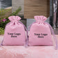 Light Pink Cotton Jewelry Pouches for Packaging With Brand Logo, Wedding Favor Bags