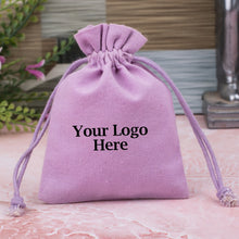 Violet Custom Cotton Drawstring Pouch, Jewelry Bags With Brand Logo