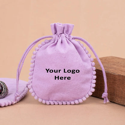 100 Dreamy Lilac Designer Pouch Handcrafted with Playful Pom Poms