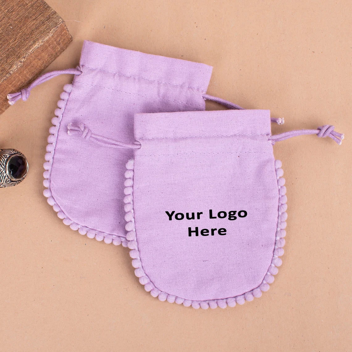 100 Dreamy Lilac Designer Pouch Handcrafted with Playful Pom Poms