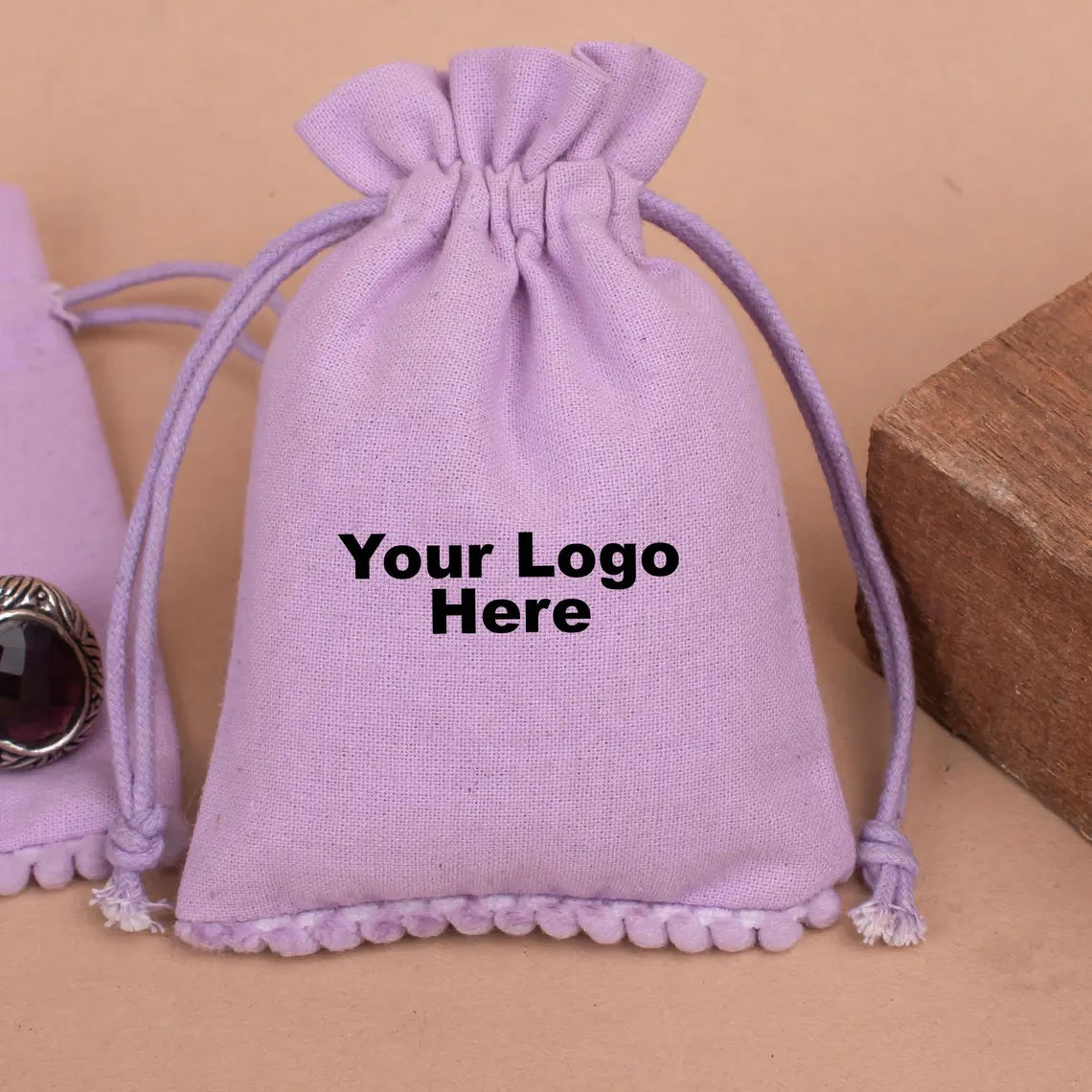 100 Personalized Lilac Designer Pouch A Sweet and Thoughtful Gift with bottom pom poms