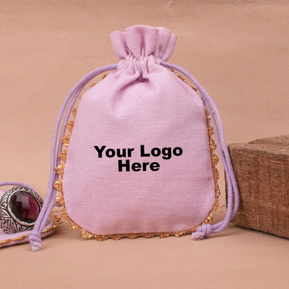 100 Eco-Friendly Jewelry Pouches, Custom Logo Pouch, Round Lace Designer Cotton Pouch, Sustainable And Eco-friendly Packaging