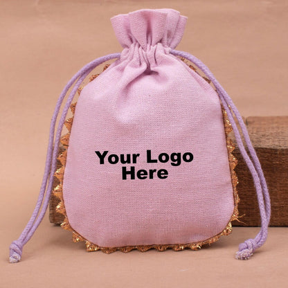 100 Eco-Friendly Jewelry Pouches, Custom Logo Pouch, Round Lace Designer Cotton Pouch, Sustainable And Eco-friendly Packaging