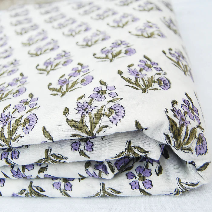 Floral Natural Cotton Hand Print Fabric 