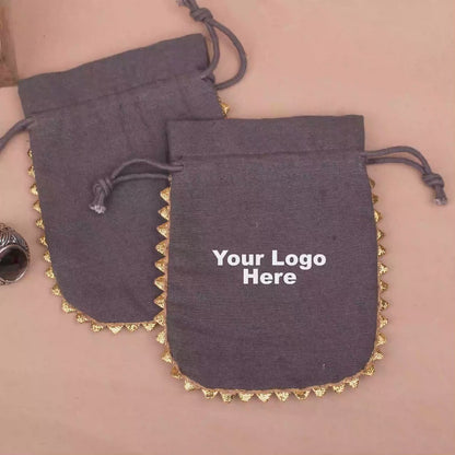 100 Custom Drawstring Pouches For Jewelry Packaging, Storing And Promotional Bags, Wedding Favor Bags With Round Lace, Custom Logo Options