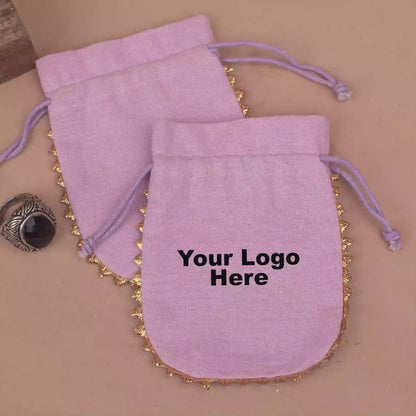 100 Eco-Friendly Jewelry Pouches, Custom Logo Pouch, Round Lace Designer Cotton Pouch, Sustainable And Eco-friendly Packaging