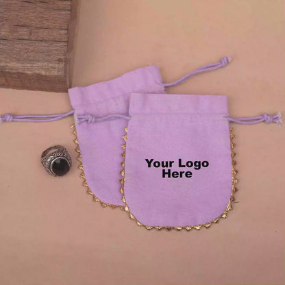 100 Eco-Friendly Jewelry Pouches, Packaging Bags With Custom Logo And Designer Cotton Pouch, Sustainable Drawstring Bags With Round Lace