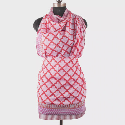 Premium Pink Geometric Sarong Versatile Summer Essential