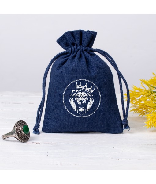 Custom Jewelry Packaging Pouch, Drawstring Pouch With Brand Logo (Navy Blue, Pack Of 100)